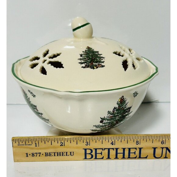 Spode Vintage England Porcelain Pierced Bowl Candy Dish Tree Design 5x5” - Picture 8 of 9
